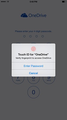 OneDrive touch id IOS