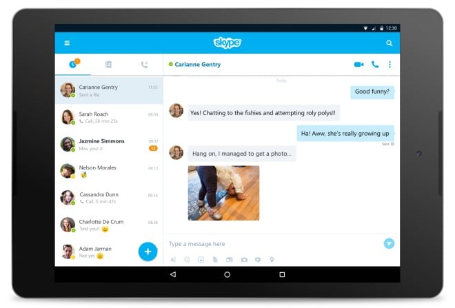 skype android tablet