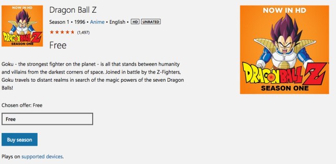 Dragon ball z Windows Store