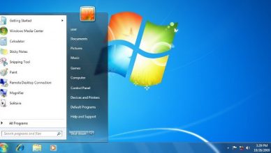 Windows 7 menu, pulpit