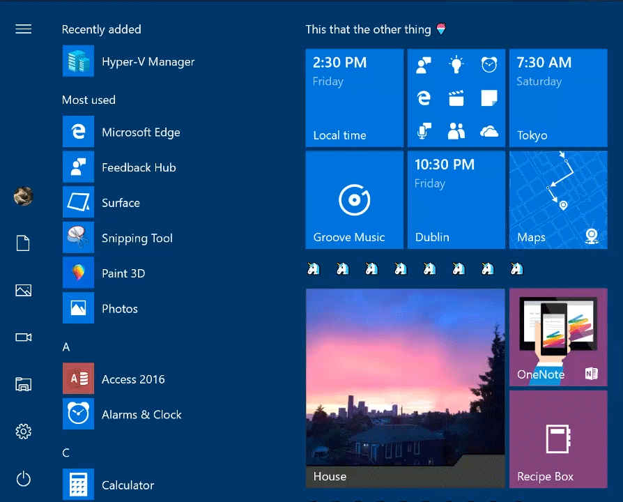 Start folders Windows 10