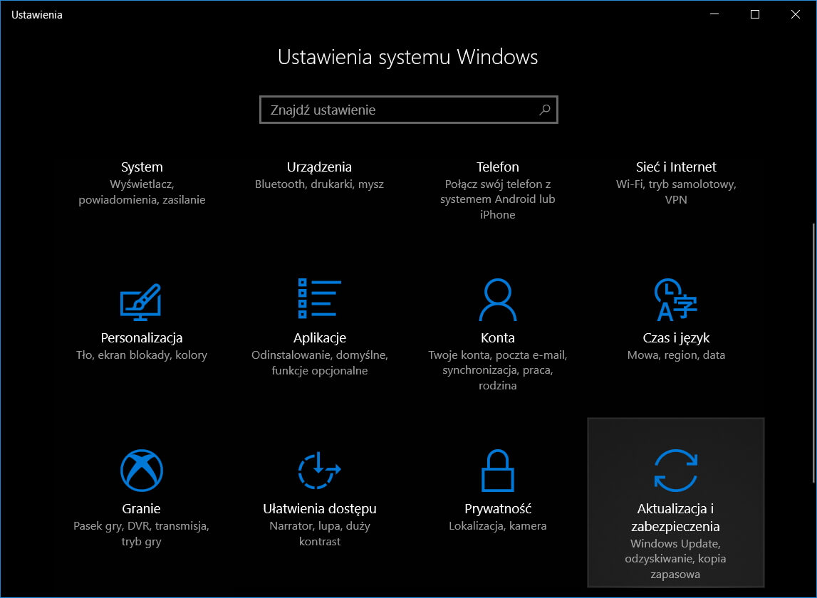Windows 10 Ustawienia