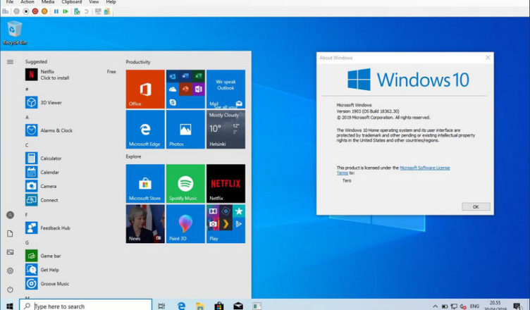 Menu Start Windows 10